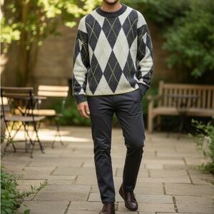 Pringle of Scotland x H&M wool blend argyle crew neck sweater small